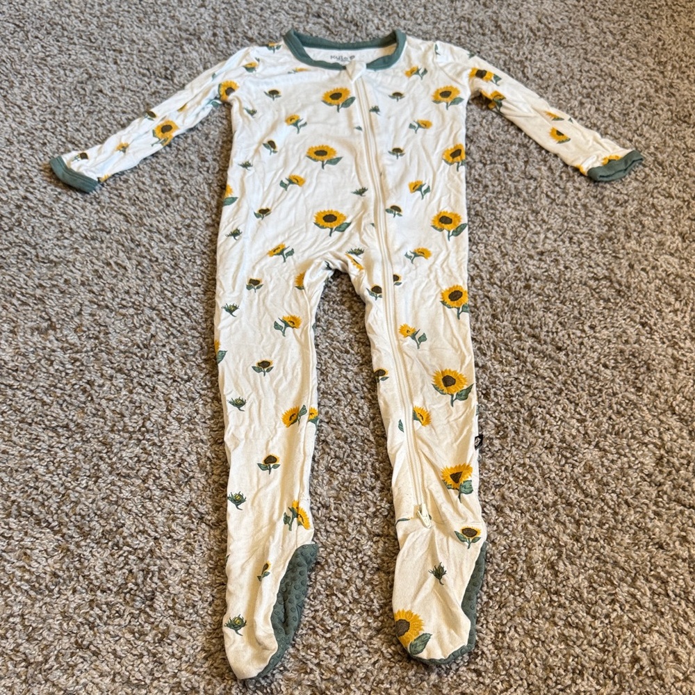 Kyte BABY Size 12-18 Zippered Footie - Sunflower Print